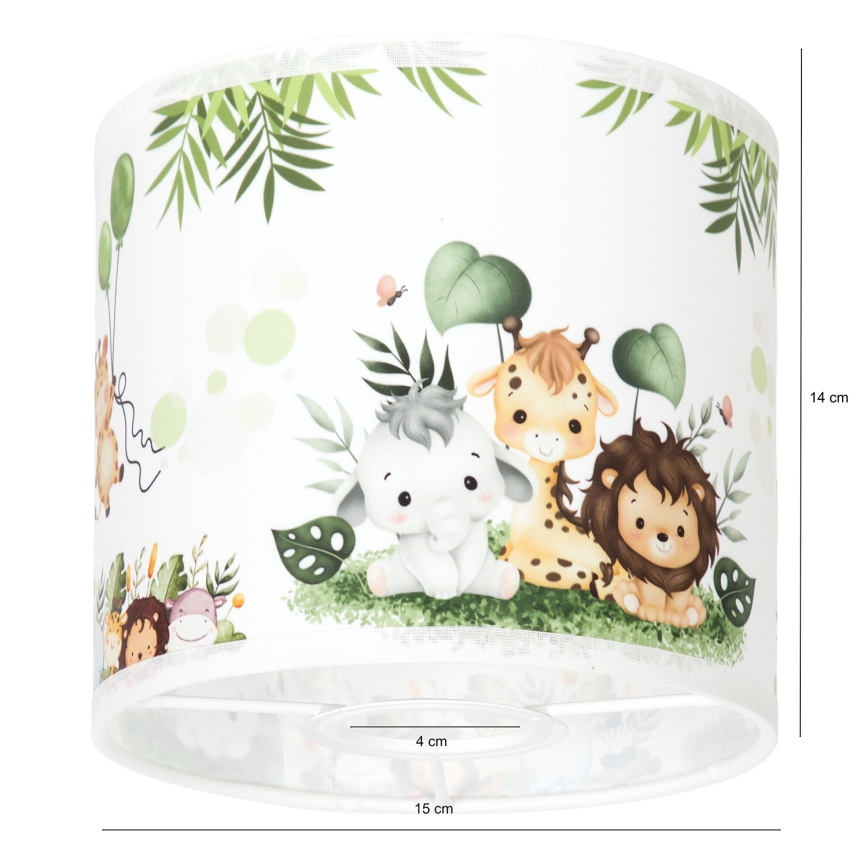 Brilagi - Universel lampeskærm BOBO E27 Ø 15 cm hvid/grøn/junglemotiv