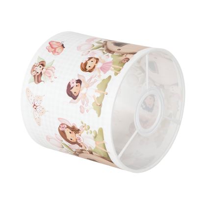 Brilagi - Universel lampeskærm BOBO E27 Ø 15 cm, hvid/lyserød med fe-motiv