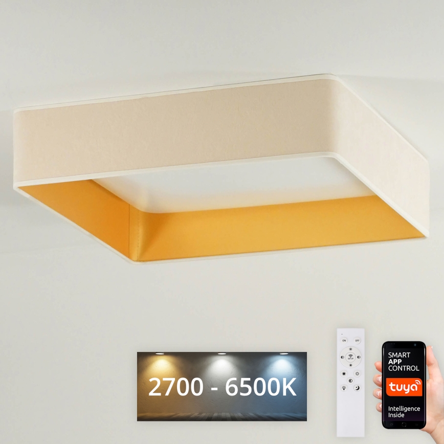 Brilagi - VELVET SQUARE SMART dæmpbar LED-loftlampe 36W/230V 60x60 cm 2700-6500K Wi-Fi Tuya + fjernbetjening cremefarvet