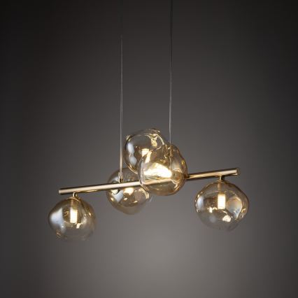 Brilagi - VULCANO pendel på kabel 5xG9/8W/230V guld/røget beige