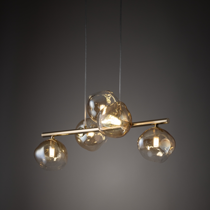 Brilagi - VULCANO pendel på kabel 5xG9/8W/230V guld/røget beige