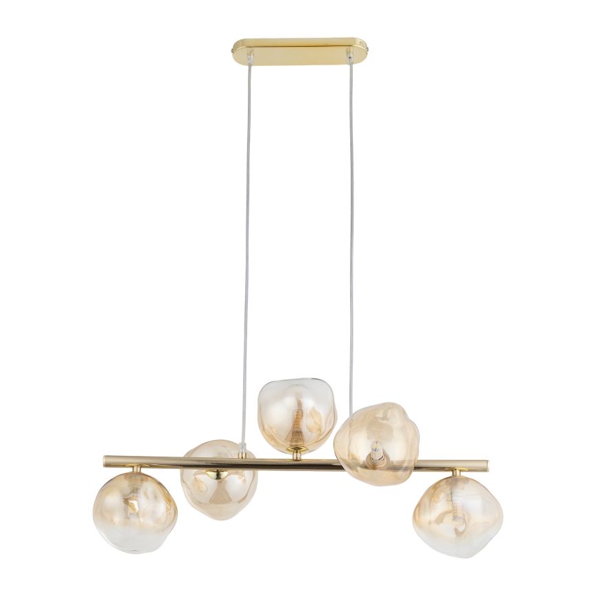 Brilagi - VULCANO pendel på kabel 5xG9/8W/230V guld/røget beige