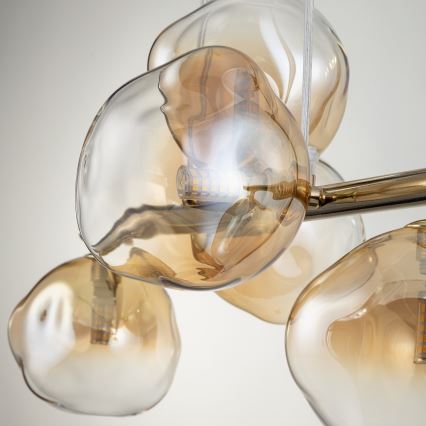 Brilagi - VULCANO pendel på kabel 5xG9/8W/230V guld/røget beige