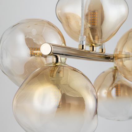 Brilagi - VULCANO pendel på kabel 5xG9/8W/230V guld/røget beige