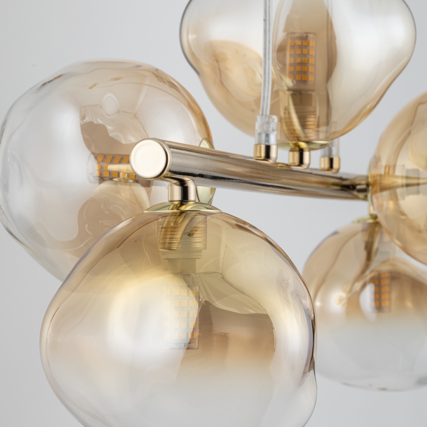 Brilagi - VULCANO pendel på kabel 5xG9/8W/230V guld/røget beige