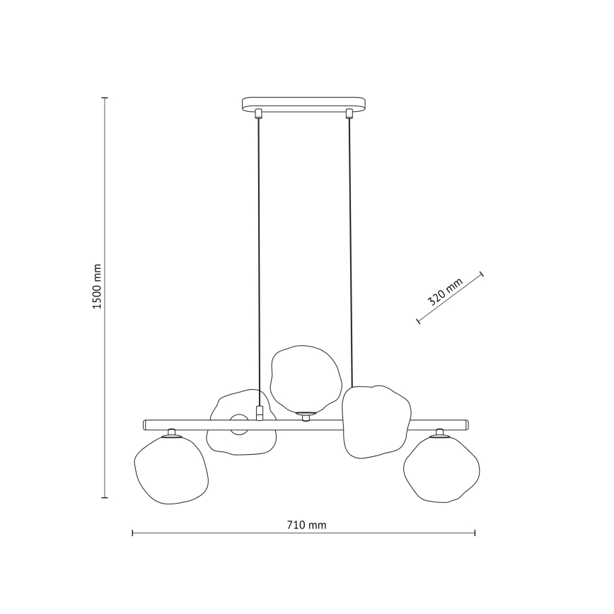 Brilagi - VULCANO pendel på kabel 5xG9/8W/230V guld/røget beige