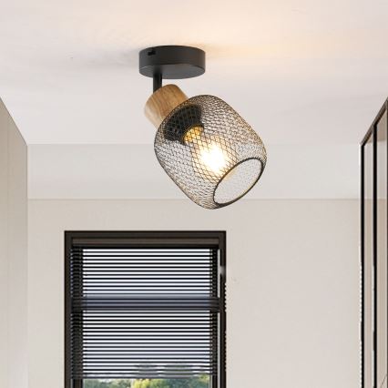 Brilagi - Væghængt spotlampe BASKLITE 1xE27/15W/230V træ/sort