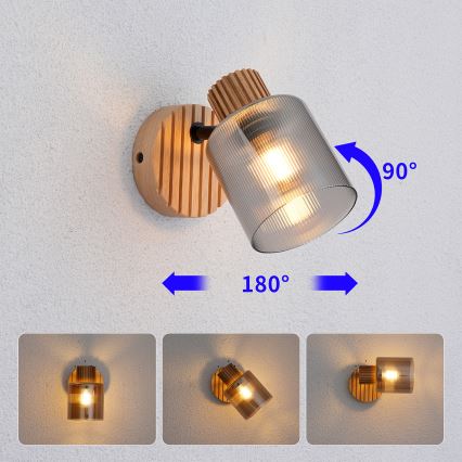 Brilagi - Væghængt spotlampe HYGGE 1xE14/15W/230V træ/røgfarvet