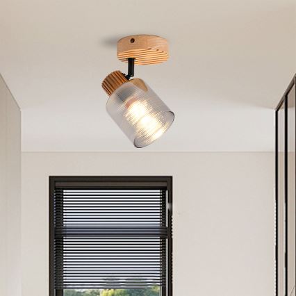 Brilagi - Væghængt spotlampe HYGGE 1xE14/15W/230V træ/røgfarvet