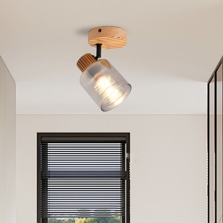 Brilagi - Væghængt spotlampe HYGGE 1xE14/15W/230V træ/røgfarvet