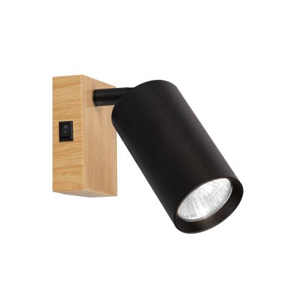 Brilagi - Vægspot med afbryder SELE 1xGU10/30W/230V sort/eg-finish