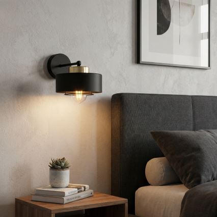 Brilagi - Væglampe 1xE27/60W/230V sort/guld