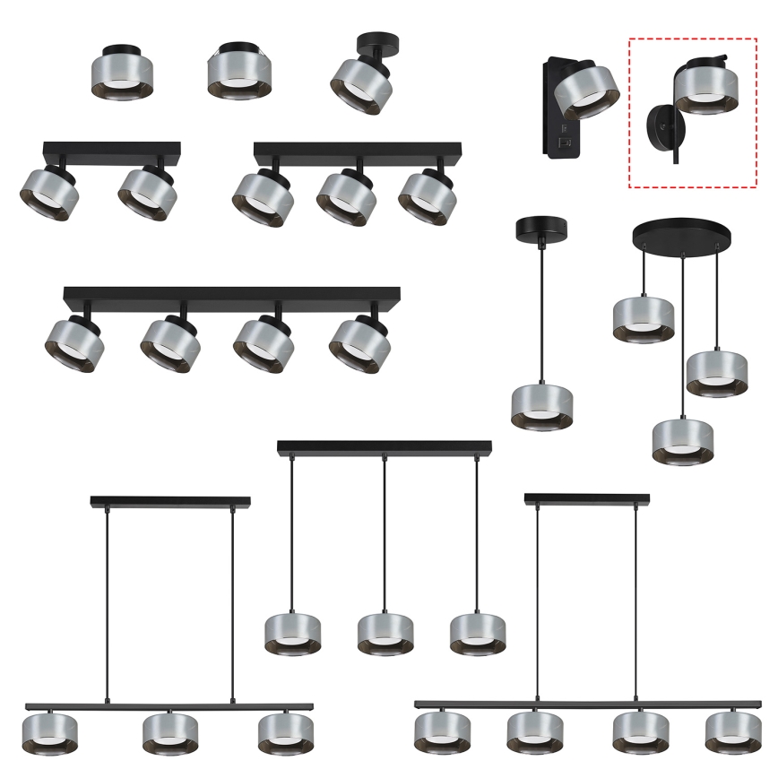 Brilagi - Væglampe AURA LUX 1xGX53/30W/230V sort/røget