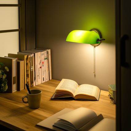 Brilagi - Væglampe BANK OFFICE 1xE27/60W/230V messing/grøn