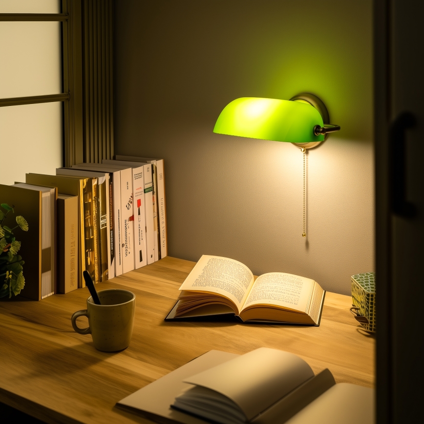 Brilagi - Væglampe BANK OFFICE 1xE27/60W/230V messing/grøn