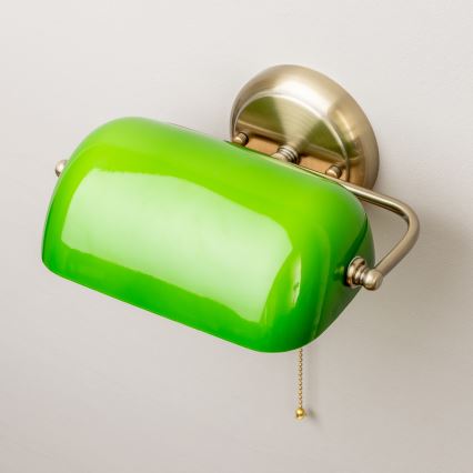 Brilagi - Væglampe BANK OFFICE 1xE27/60W/230V messing/grøn