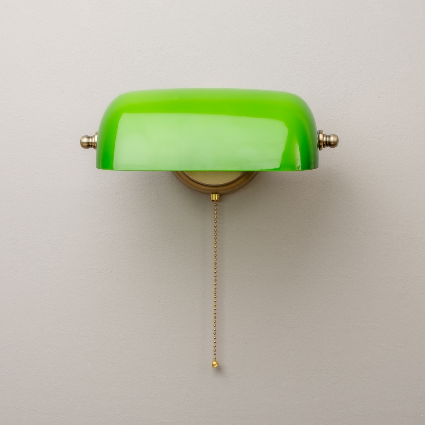 Brilagi - Væglampe BANK OFFICE 1xE27/60W/230V messing/grøn