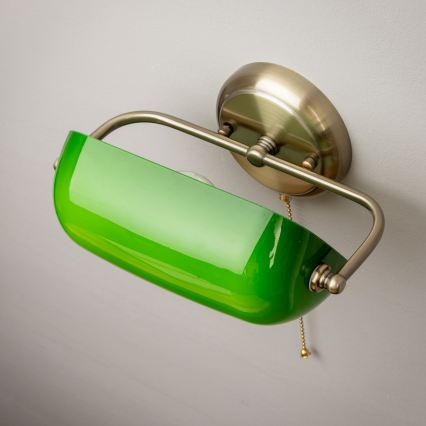 Brilagi - Væglampe BANK OFFICE 1xE27/60W/230V messing/grøn