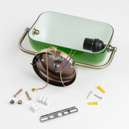 Brilagi - Væglampe BANK OFFICE 1xE27/60W/230V messing/grøn