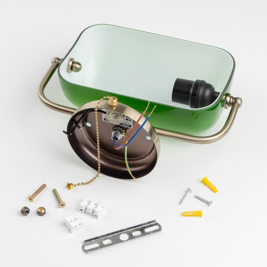 Brilagi - Væglampe BANK OFFICE 1xE27/60W/230V messing/grøn