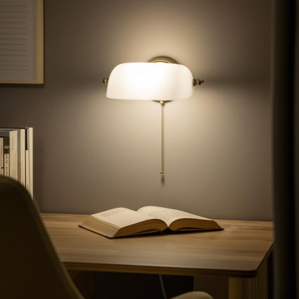 Brilagi - Væglampe BANK OFFICE 1xE27/60W/230V messing/hvid