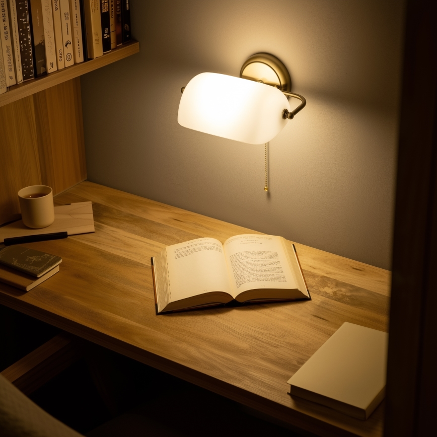 Brilagi - Væglampe BANK OFFICE 1xE27/60W/230V messing/hvid