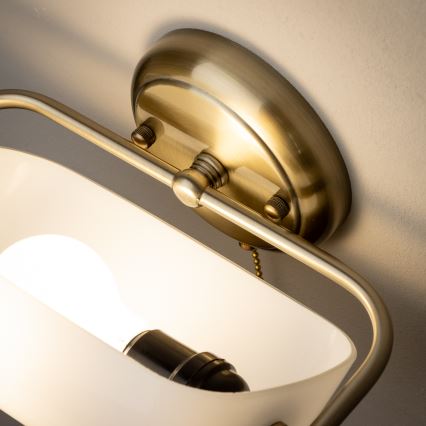 Brilagi - Væglampe BANK OFFICE 1xE27/60W/230V messing/hvid