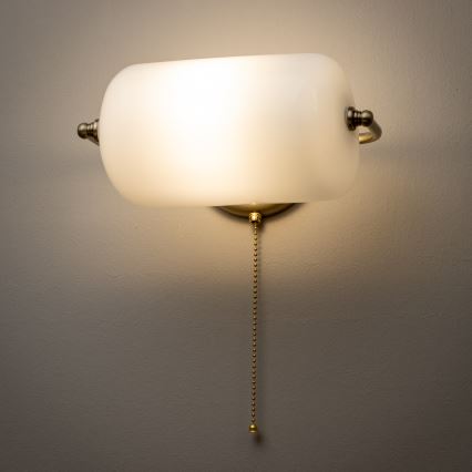 Brilagi - Væglampe BANK OFFICE 1xE27/60W/230V messing/hvid