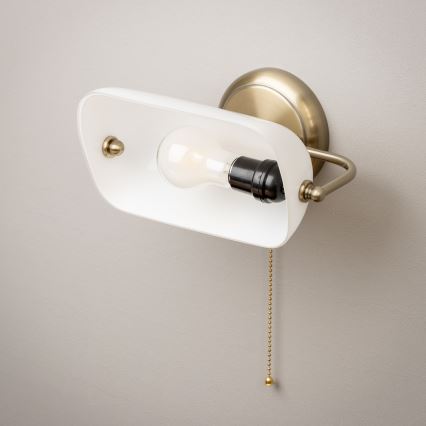Brilagi - Væglampe BANK OFFICE 1xE27/60W/230V messing/hvid