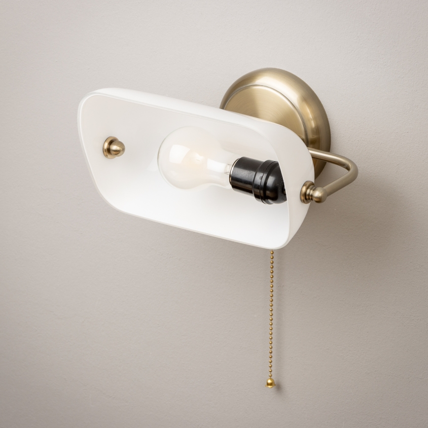 Brilagi - Væglampe BANK OFFICE 1xE27/60W/230V messing/hvid