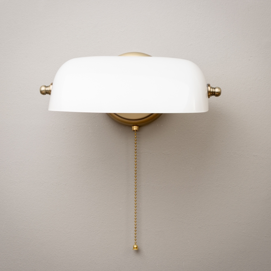 Brilagi - Væglampe BANK OFFICE 1xE27/60W/230V messing/hvid