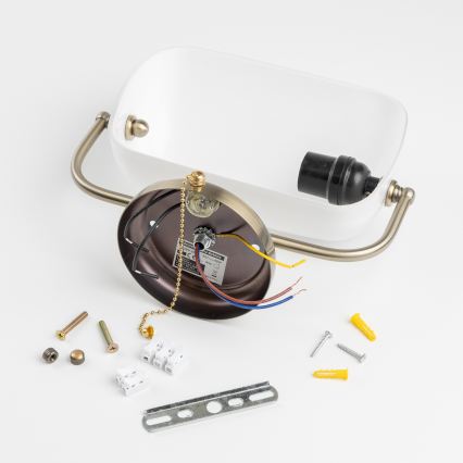 Brilagi - Væglampe BANK OFFICE 1xE27/60W/230V messing/hvid