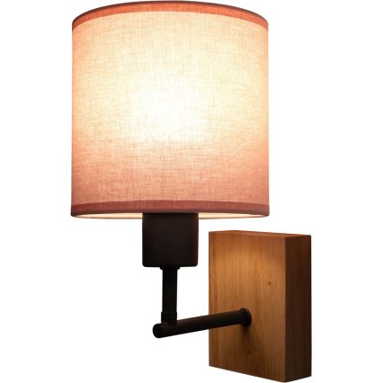 Brilagi - Børnevæglampe BOBO WOOD 1xE27/25W/230V eg/sort/lyserød