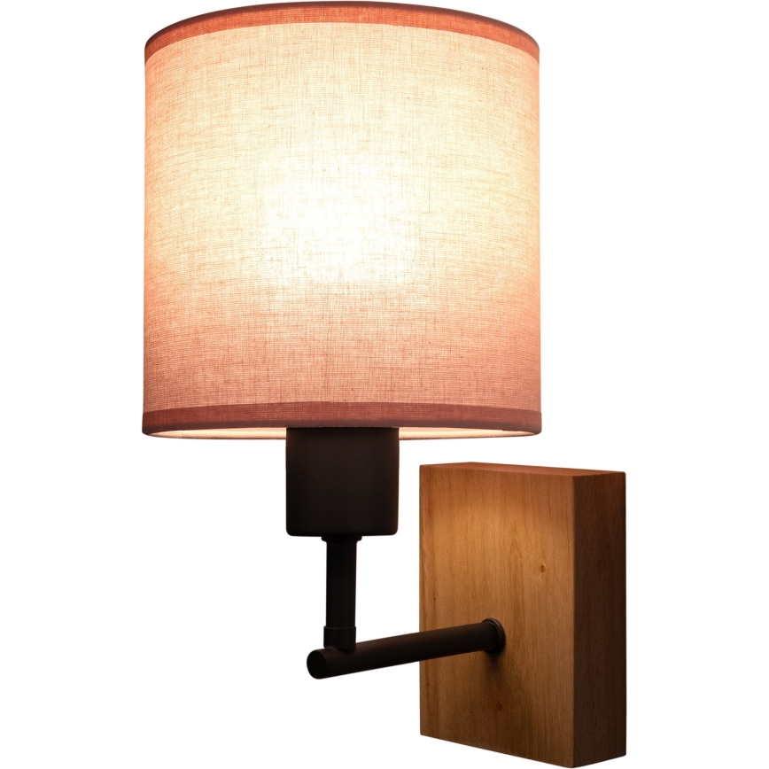 Brilagi - Børnevæglampe BOBO WOOD 1xE27/25W/230V eg/sort/lyserød