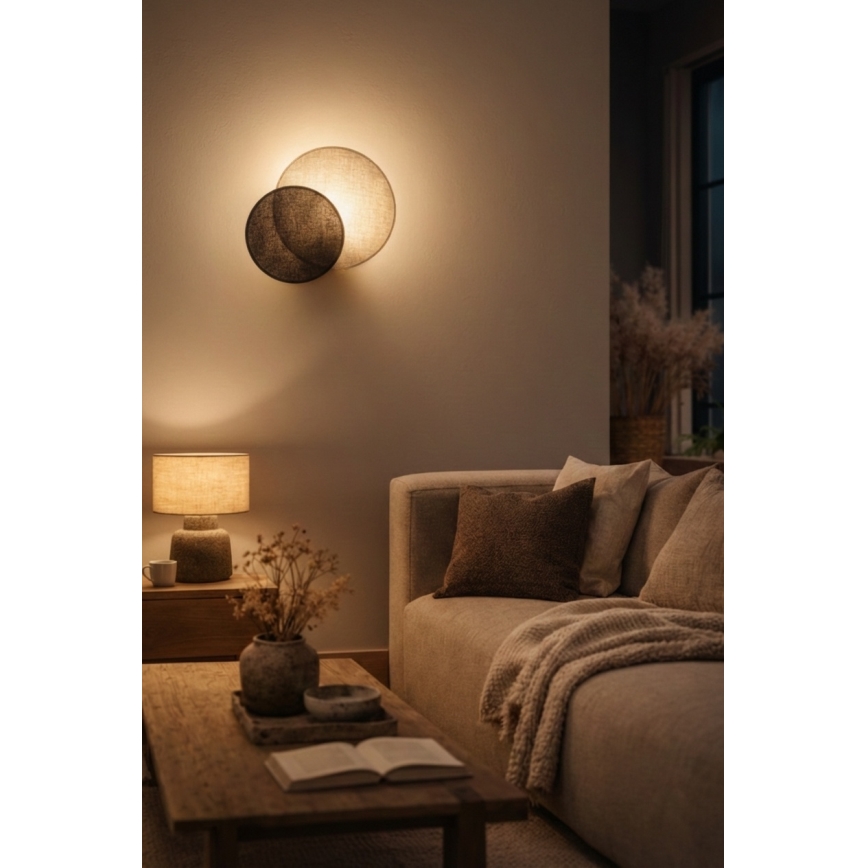 Brilagi - Væglampe CIRCLES 1xE27/60W/230V Ø 35 cm cremefarvet/brun