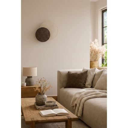Brilagi - Væglampe CIRCLES 1xE27/60W/230V Ø 35 cm cremefarvet/brun