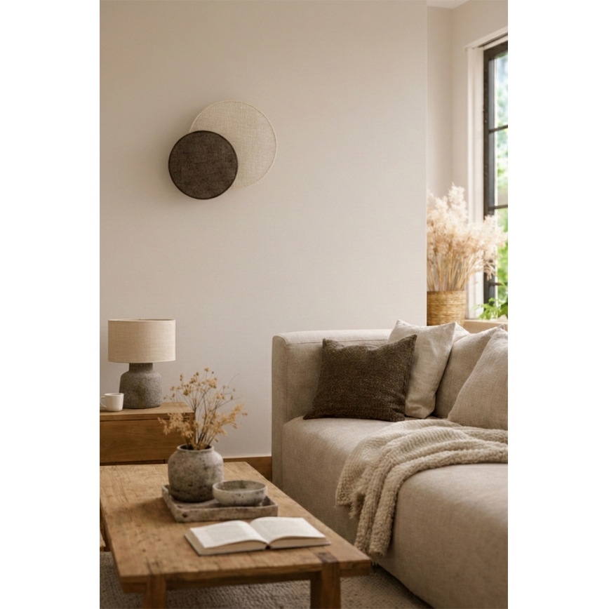 Brilagi - Væglampe CIRCLES 1xE27/60W/230V Ø 35 cm cremefarvet/brun