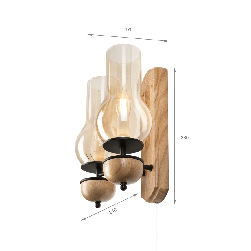 Brilagi - Væglampe COTTAGE 2xE14/40W/230V eg/brun