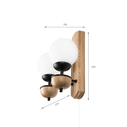 Brilagi - Væglampe COTTAGE 2xG9/40W/230V eg/hvid