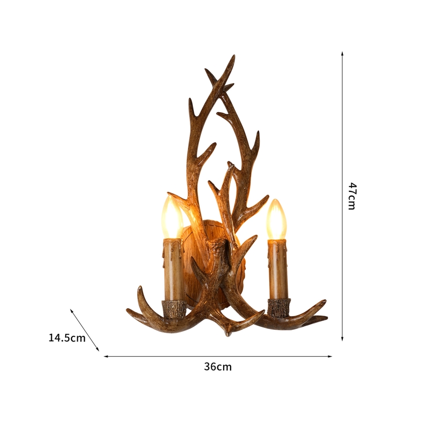 Brilagi - Væglampe DEER 2xE14/10W/230V hjortegevir
