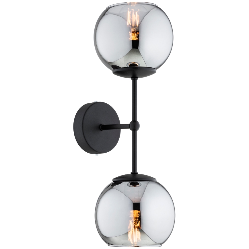 Brilagi - Væglampe DIOR 2xE27/60W/230V sort/røggrå