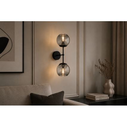 Brilagi - Væglampe DIOR 2xE27/60W/230V sort/røggrå
