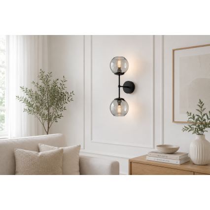 Brilagi - Væglampe DIOR 2xE27/60W/230V sort/røggrå