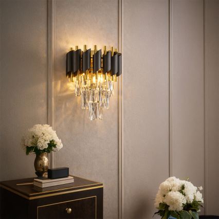 Brilagi - Væglampe ECLIPSE 2xE14/10W/230V sort/guld