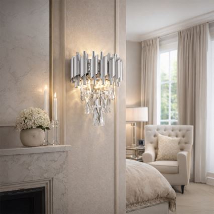 Brilagi - Væglampe ECLIPSE 2xE14/10W/230V sølv