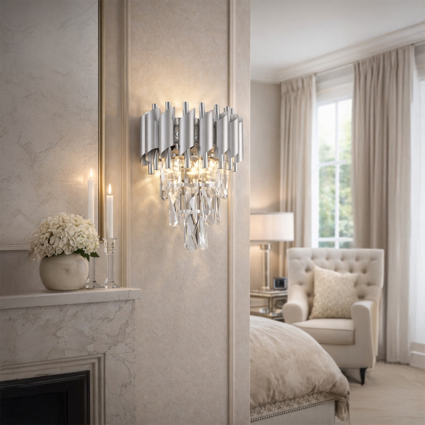 Brilagi - Væglampe ECLIPSE 2xE14/10W/230V sølv