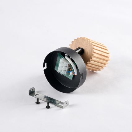 Brilagi - Væglampe med spot MODERN WOOD 1xGU10/8W/230V gummitræ/sort