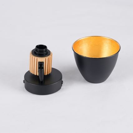 Brilagi - Væglampe med spot ODENSE 1xE14/10W/230V gummitræ/sort