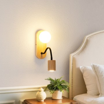 Brilagi - Væglampe MODERN WOOD 1xG9/5W/230V + 1xGU10/8W gummitræ