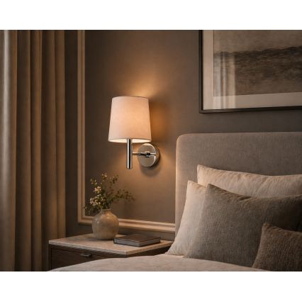 Brilagi - Væglampe MONTE 1xE27/15W/230V beige/poleret krom